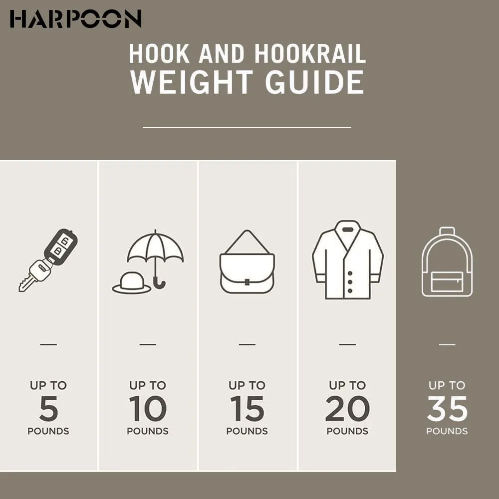 HARPOON 5 Pack Heavy Duty Hook, 3.5 Inch Wall Mounted Rustproof Coat Hook,Utility Hooks for Coat, Scarf, Bag, Towel, Key, Cap, Cup, Hat Satin Nickel