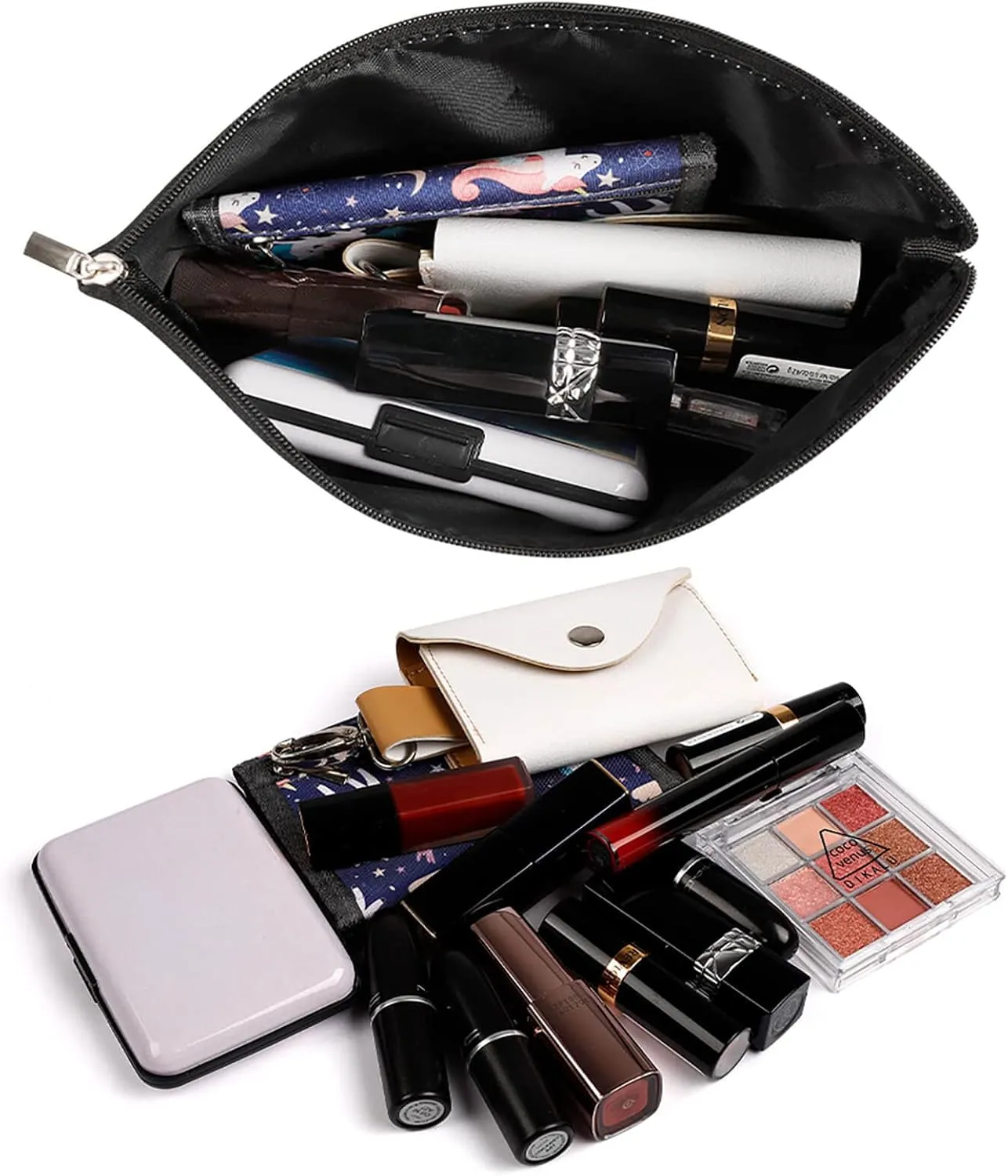 Heart America Flag And Nicaragua Flag Cosmetic Bag Travel Portable Makeup Bag Large Capacity Toiletry Bag Women Storage Bags-3