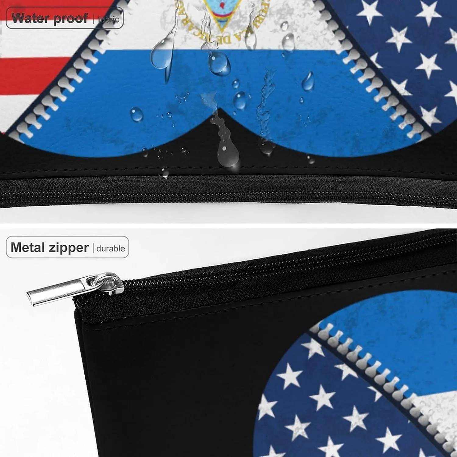 Heart America Flag And Nicaragua Flag Cosmetic Bag Travel Portable Makeup Bag Large Capacity Toiletry Bag Women Storage Bags-3