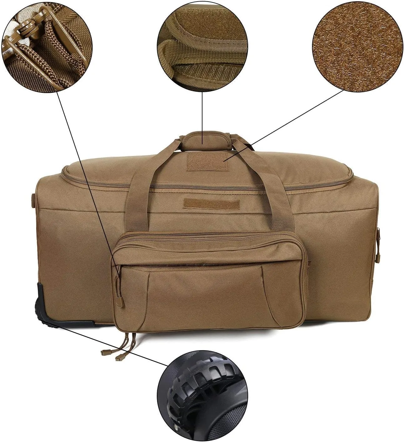 Heavy-Duty X-Large Military Tactical Wheeled Rolling Duffel Trolley Bag For Deployment Traveling Camping Sporting