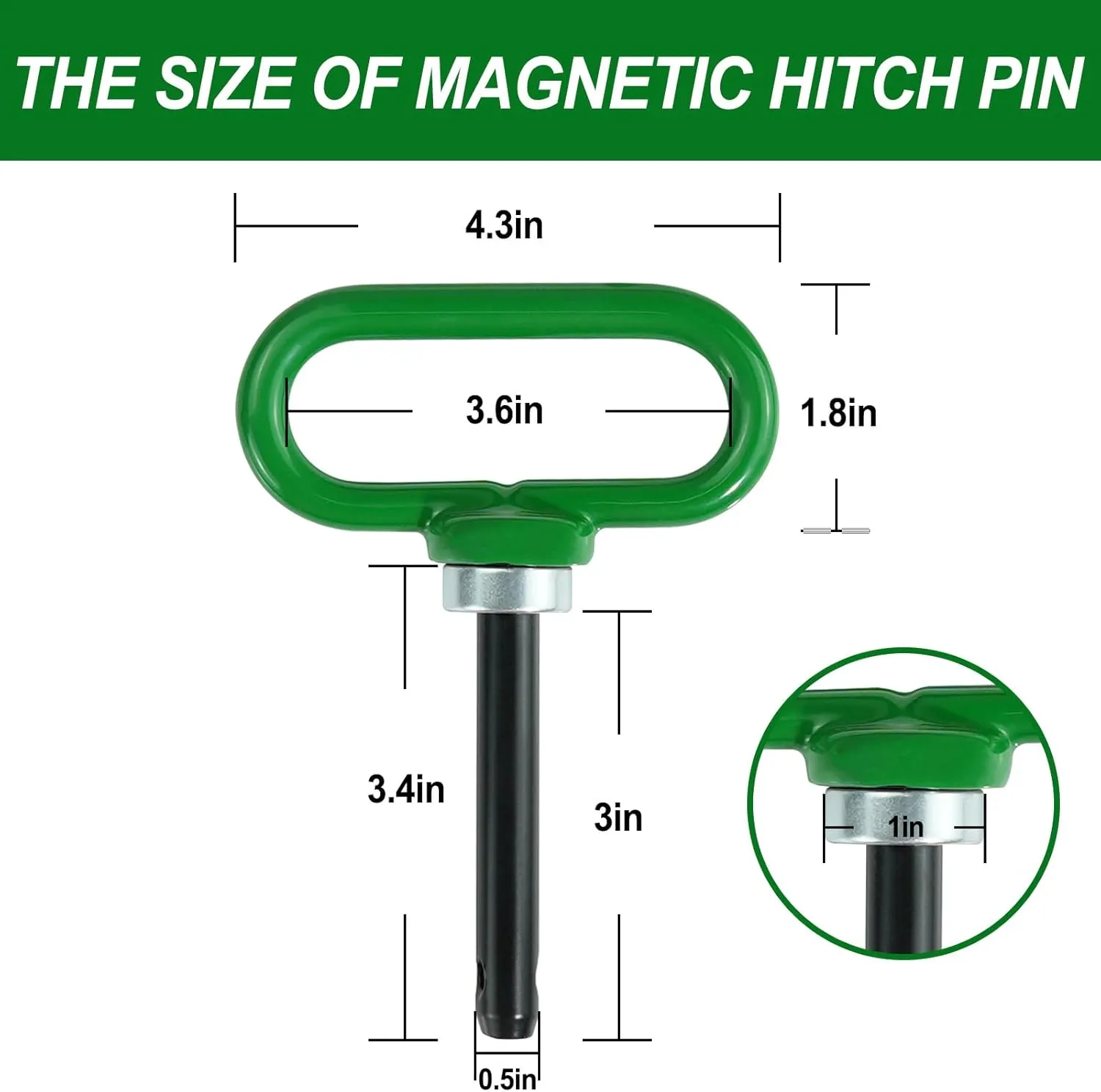 Heavy Duty Zero Turn Mower Hitch Kit with Bolts and Strong Magnetic Hitch Pin -1/2'' Trailer Hitch Mount Green (Pack of 1)