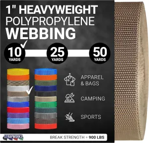 Heavyweight Polypropylene Webbing - Heavy Duty Poly Strapping for Outdoor DIY Gear Repair