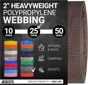 Heavyweight Polypropylene Webbing - Heavy Duty Poly Strapping for Outdoor DIY Gear Repair