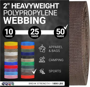 Heavyweight Polypropylene Webbing - Heavy Duty Poly Strapping for Outdoor DIY Gear Repair