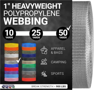Heavyweight Polypropylene Webbing - Heavy Duty Poly Strapping for Outdoor DIY Gear Repair