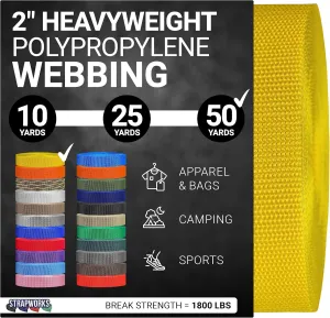 Heavyweight Polypropylene Webbing - Heavy Duty Poly Strapping for Outdoor DIY Gear Repair