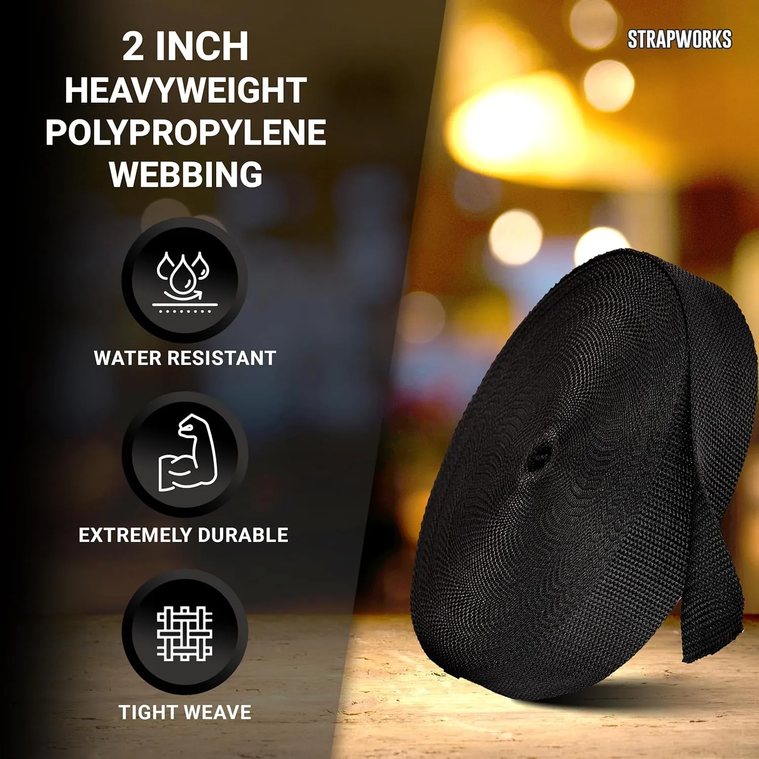 Heavyweight Polypropylene Webbing - Heavy Duty Poly Strapping for Outdoor DIY Gear Repair