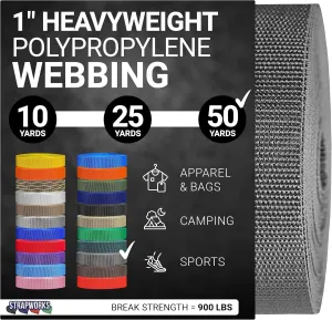 Heavyweight Polypropylene Webbing - Heavy Duty Poly Strapping for Outdoor DIY Gear Repair