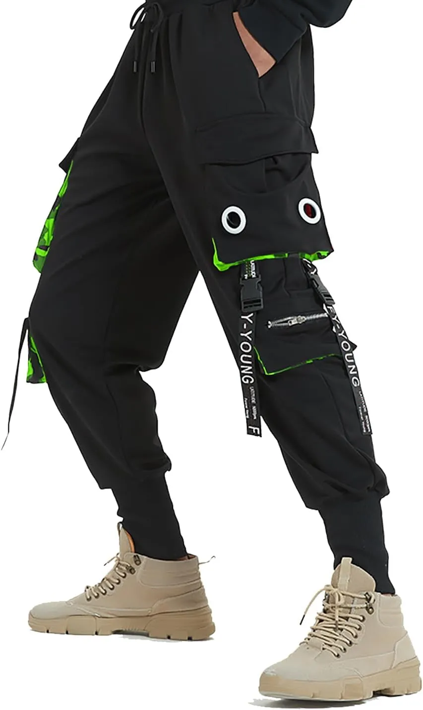 Hello MrLin Men's Jogger Pants Punk Cargo Baggy Techwear Hip Hop Harem Pants Streetwear Tactical Track Pant