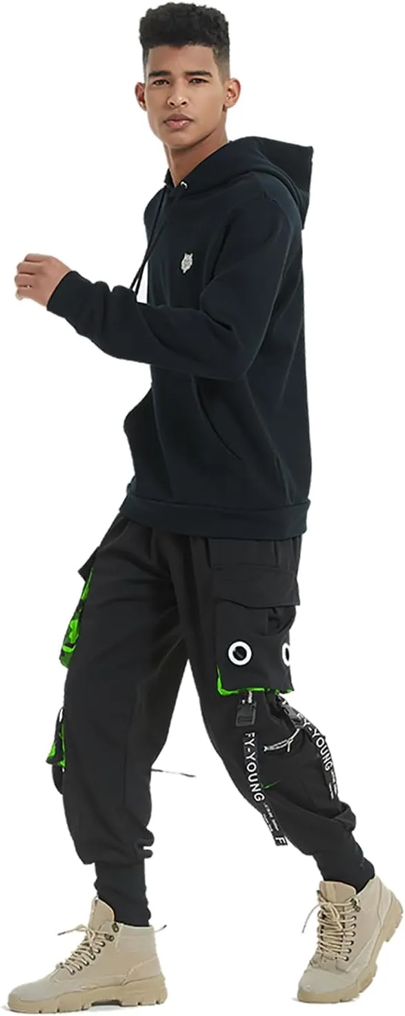 Hello MrLin Men's Jogger Pants Punk Cargo Baggy Techwear Hip Hop Harem Pants Streetwear Tactical Track Pant