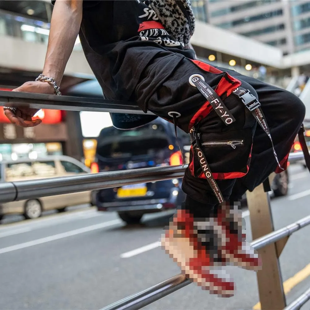 Hello MrLin Men's Jogger Pants Punk Cargo Baggy Techwear Hip Hop Harem Pants Streetwear Tactical Track Pant