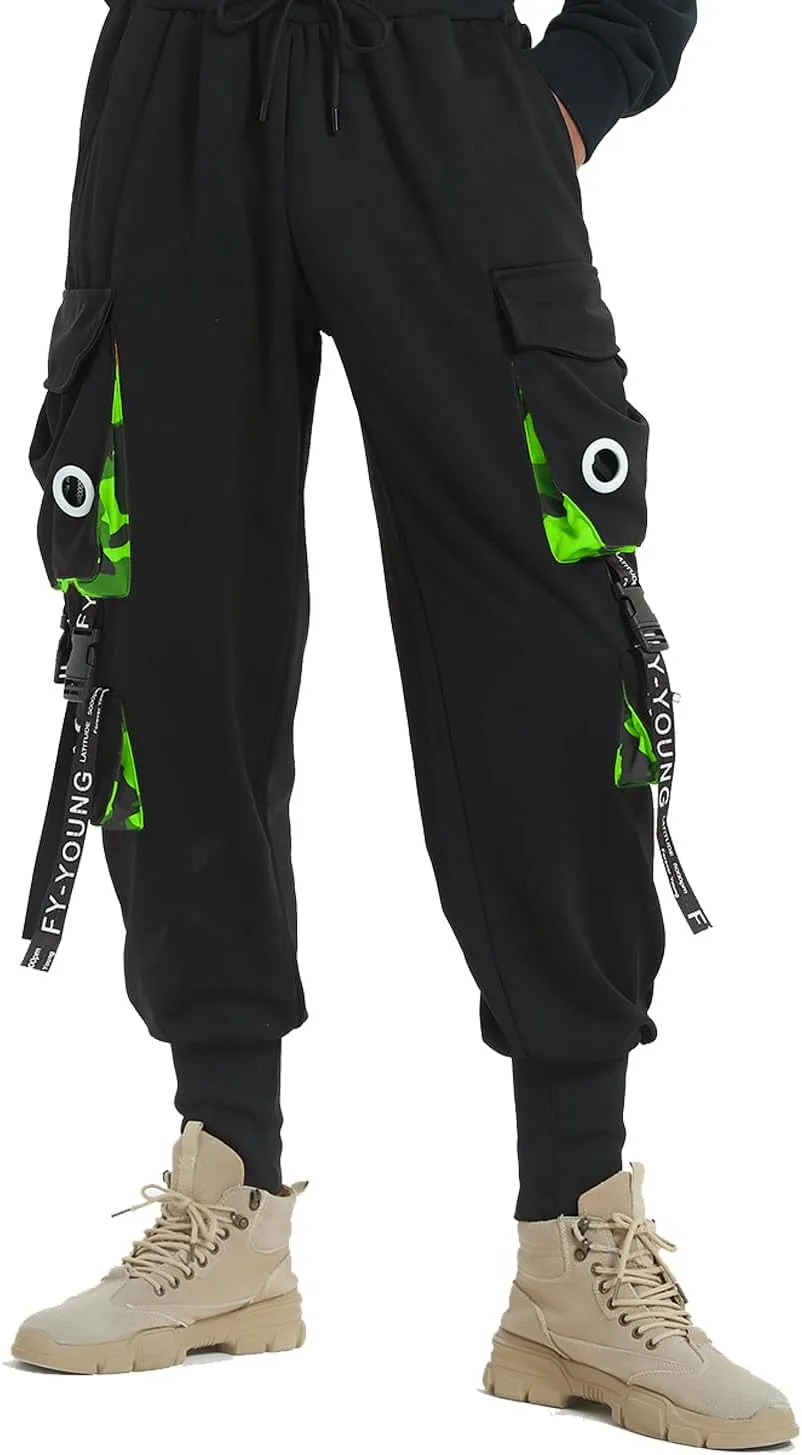 Hello MrLin Men's Jogger Pants Punk Cargo Baggy Techwear Hip Hop Harem Pants Streetwear Tactical Track Pant