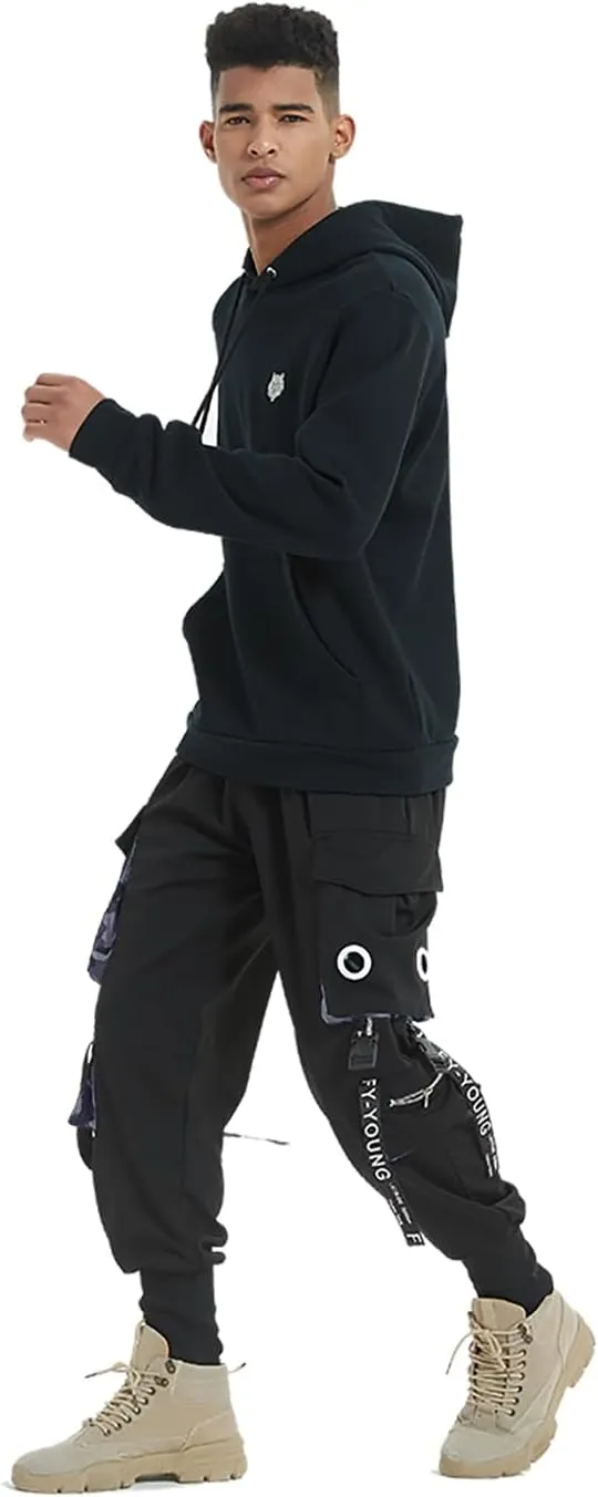 Hello MrLin Men's Jogger Pants Punk Cargo Baggy Techwear Hip Hop Harem Pants Streetwear Tactical Track Pant