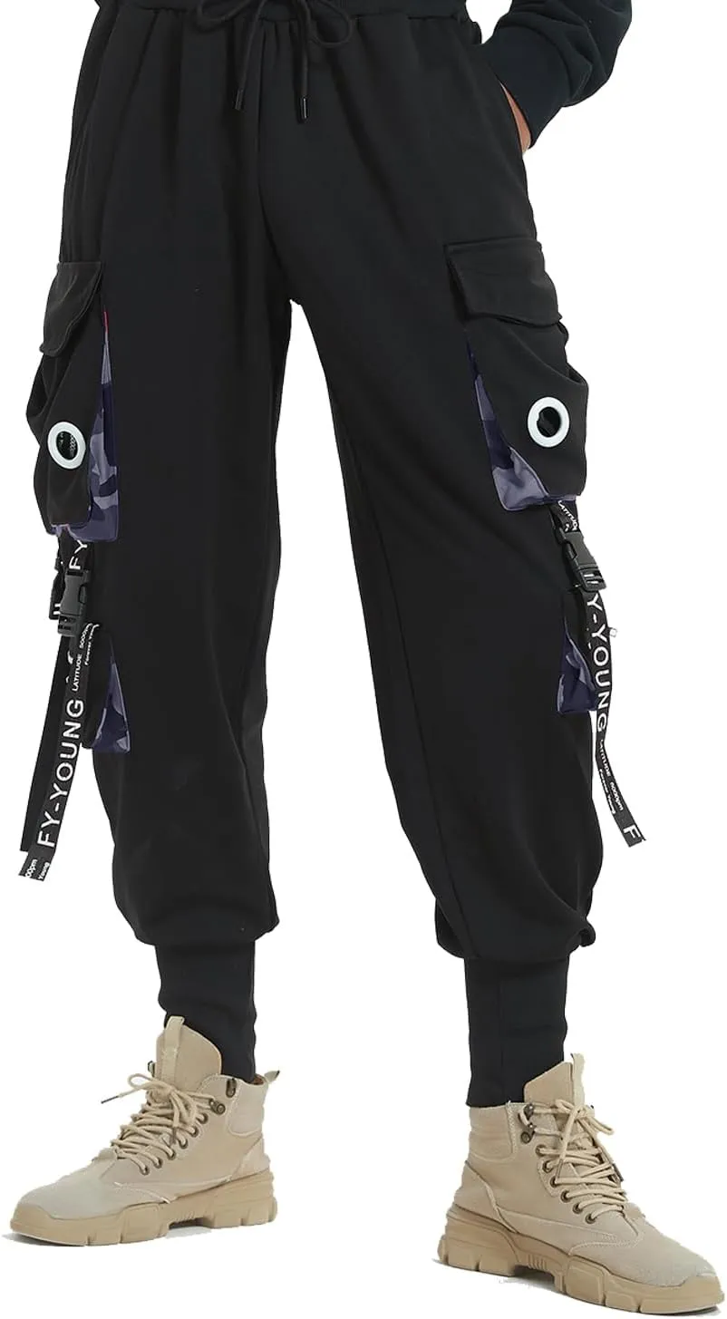 Hello MrLin Men's Jogger Pants Punk Cargo Baggy Techwear Hip Hop Harem Pants Streetwear Tactical Track Pant