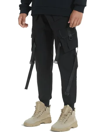 Hello MrLin Men's Jogger Pants Punk Cargo Baggy Techwear Hip Hop Harem Pants Streetwear Tactical Track Pant