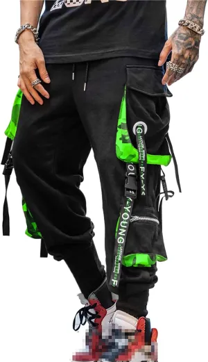 Hello MrLin Men's Jogger Pants Punk Cargo Baggy Techwear Hip Hop Harem Pants Streetwear Tactical Track Pant