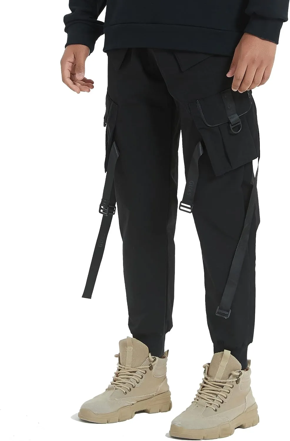 Hello MrLin Men's Jogger Pants Punk Cargo Baggy Techwear Hip Hop Harem Pants Streetwear Tactical Track Pant