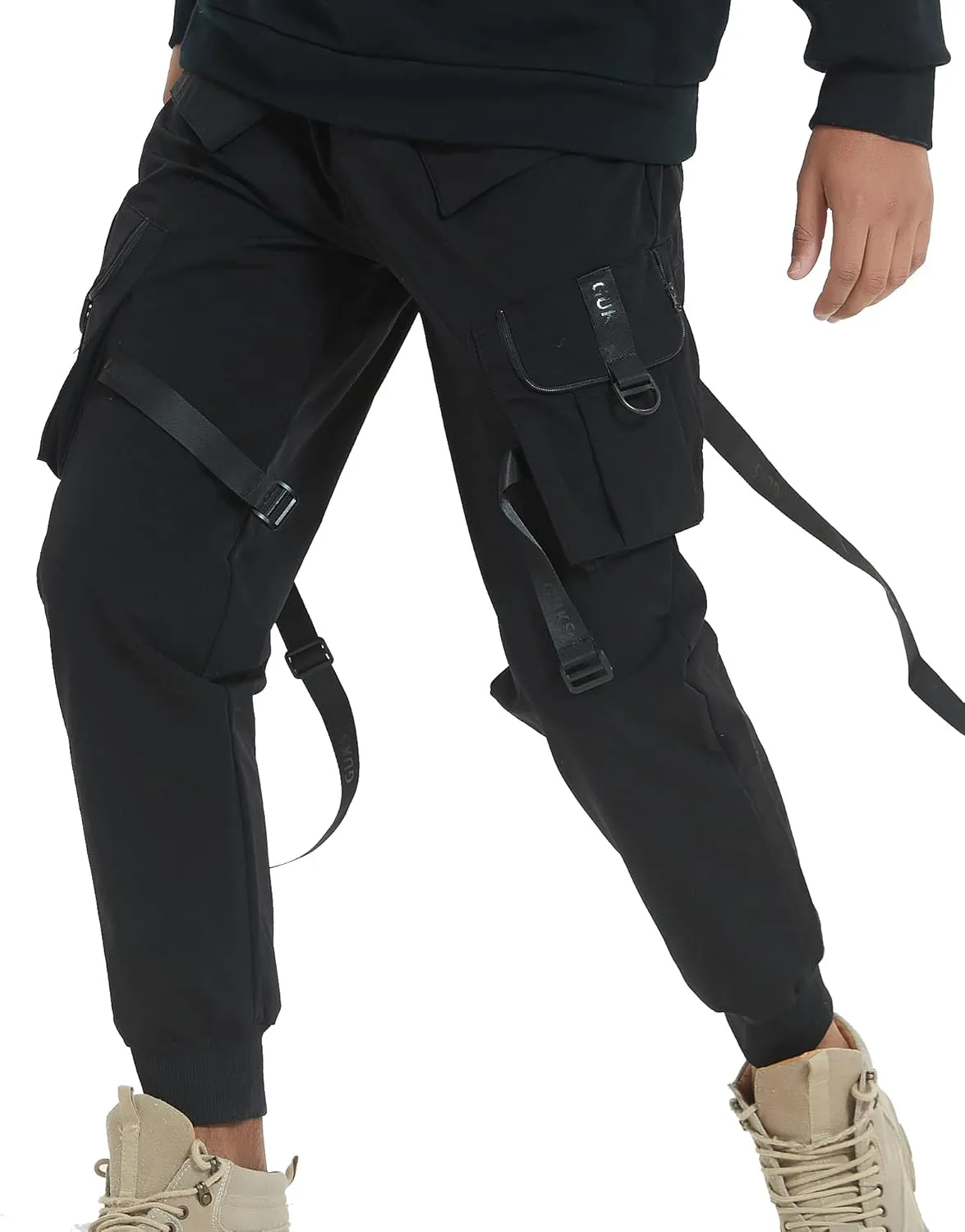 Hello MrLin Men's Jogger Pants Punk Cargo Baggy Techwear Hip Hop Harem Pants Streetwear Tactical Track Pant