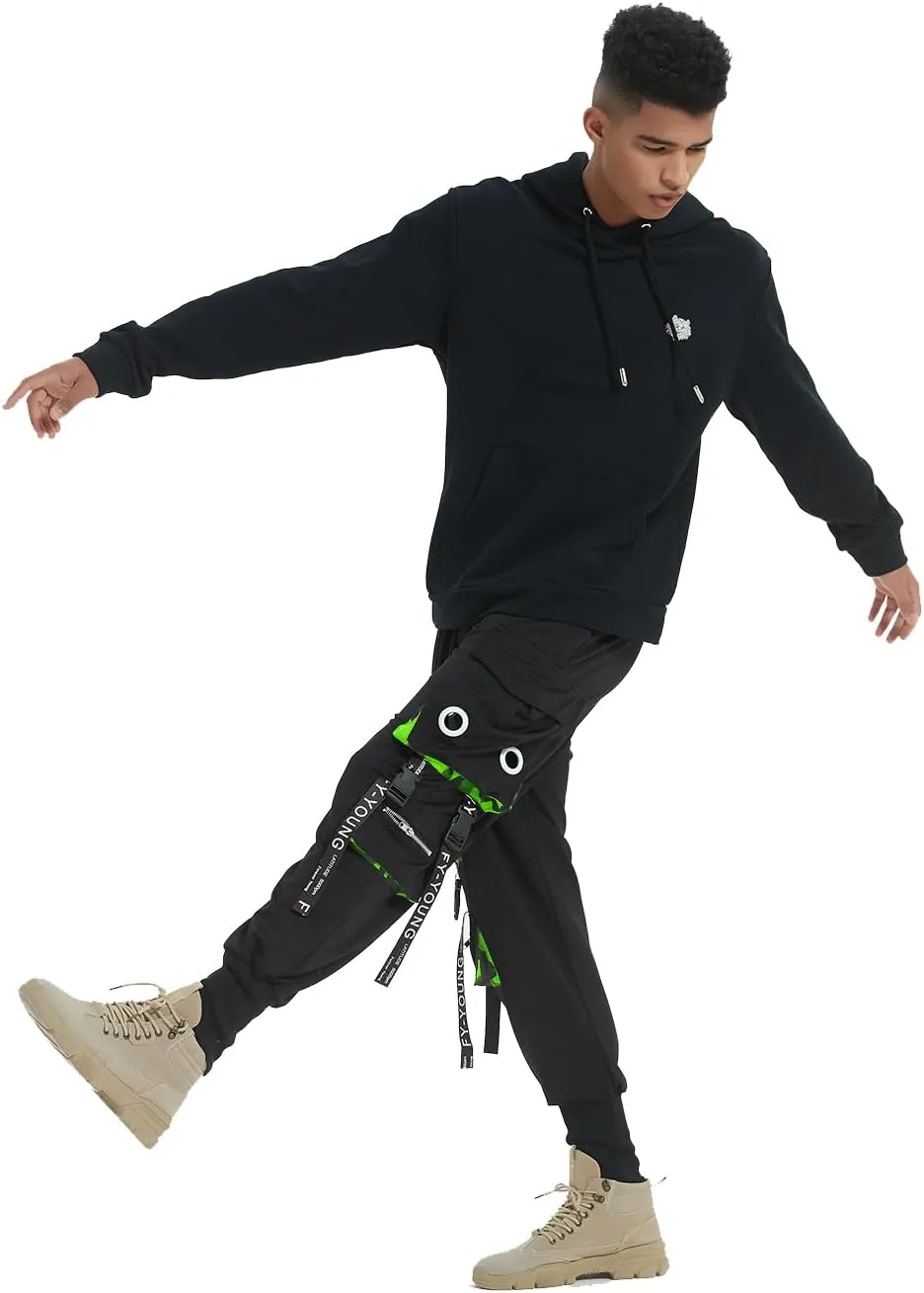 Hello MrLin Men's Jogger Pants Punk Cargo Baggy Techwear Hip Hop Harem Pants Streetwear Tactical Track Pant