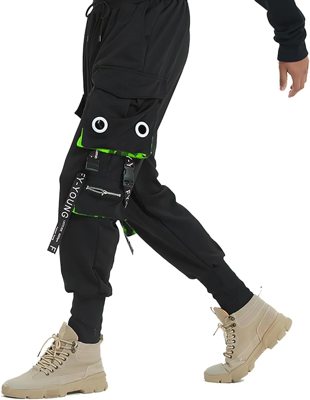 Hello MrLin Men's Jogger Pants Punk Cargo Baggy Techwear Hip Hop Harem Pants Streetwear Tactical Track Pant