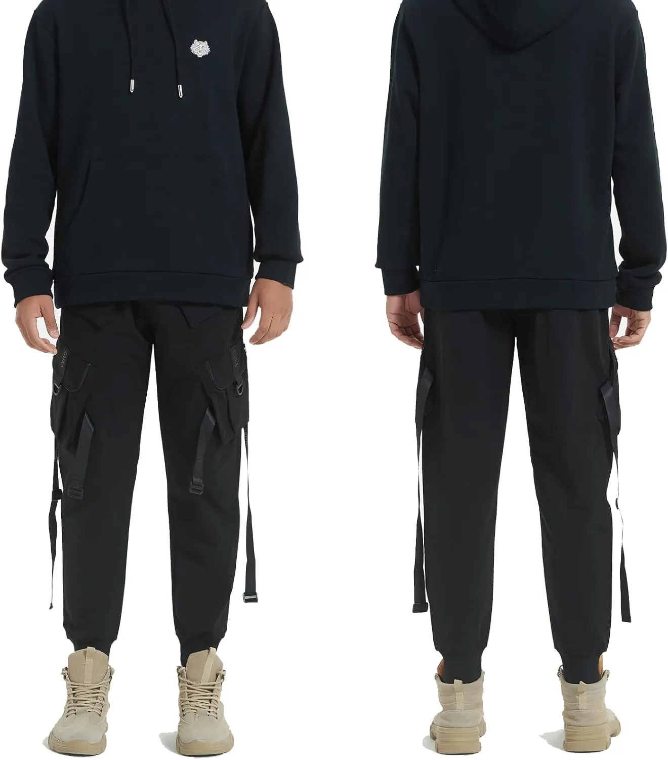 Hello MrLin Men's Jogger Pants Punk Cargo Baggy Techwear Hip Hop Harem Pants Streetwear Tactical Track Pant
