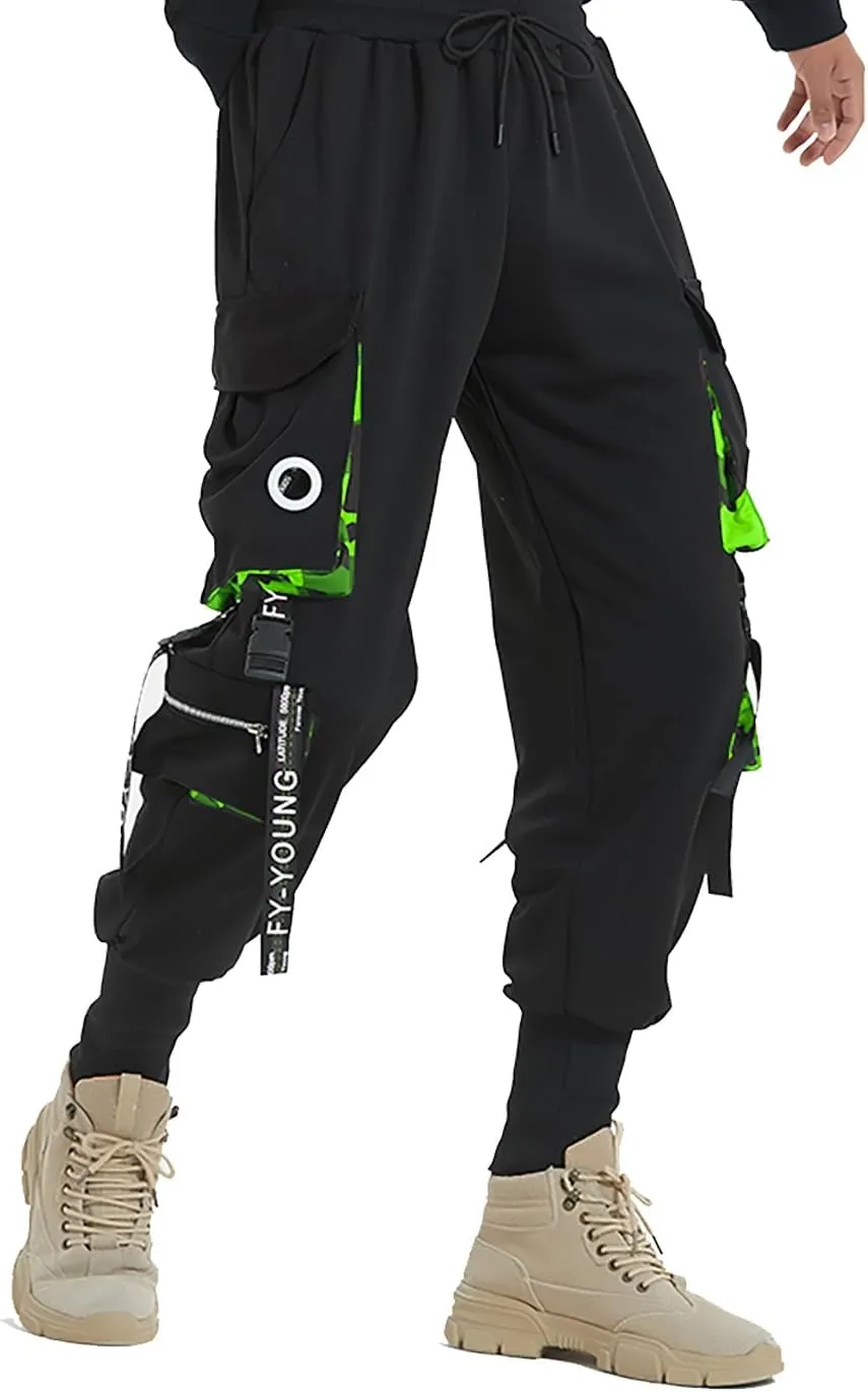 Hello MrLin Men's Jogger Pants Punk Cargo Baggy Techwear Hip Hop Harem Pants Streetwear Tactical Track Pant