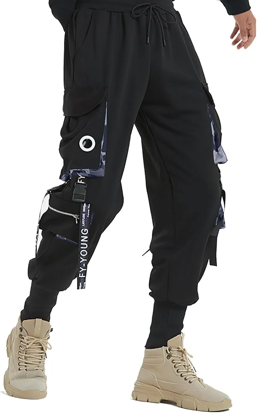 Hello MrLin Men's Jogger Pants Punk Cargo Baggy Techwear Hip Hop Harem Pants Streetwear Tactical Track Pant