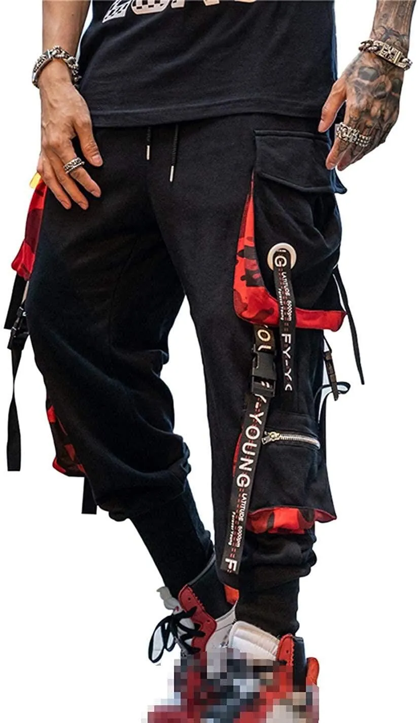 Hello MrLin Men's Jogger Pants Punk Cargo Baggy Techwear Hip Hop Harem Pants Streetwear Tactical Track Pant