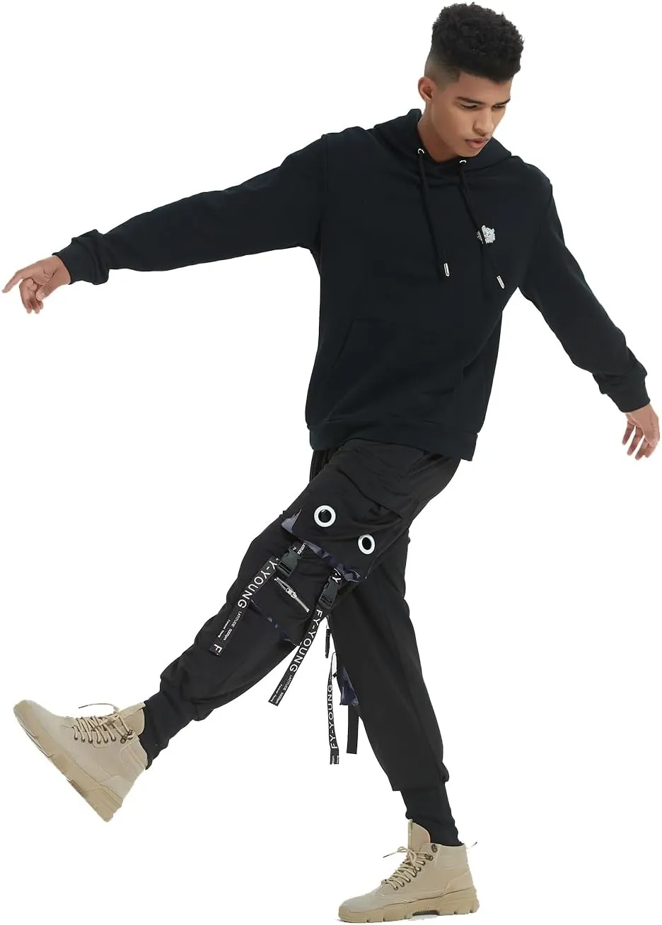Hello MrLin Men's Jogger Pants Punk Cargo Baggy Techwear Hip Hop Harem Pants Streetwear Tactical Track Pant