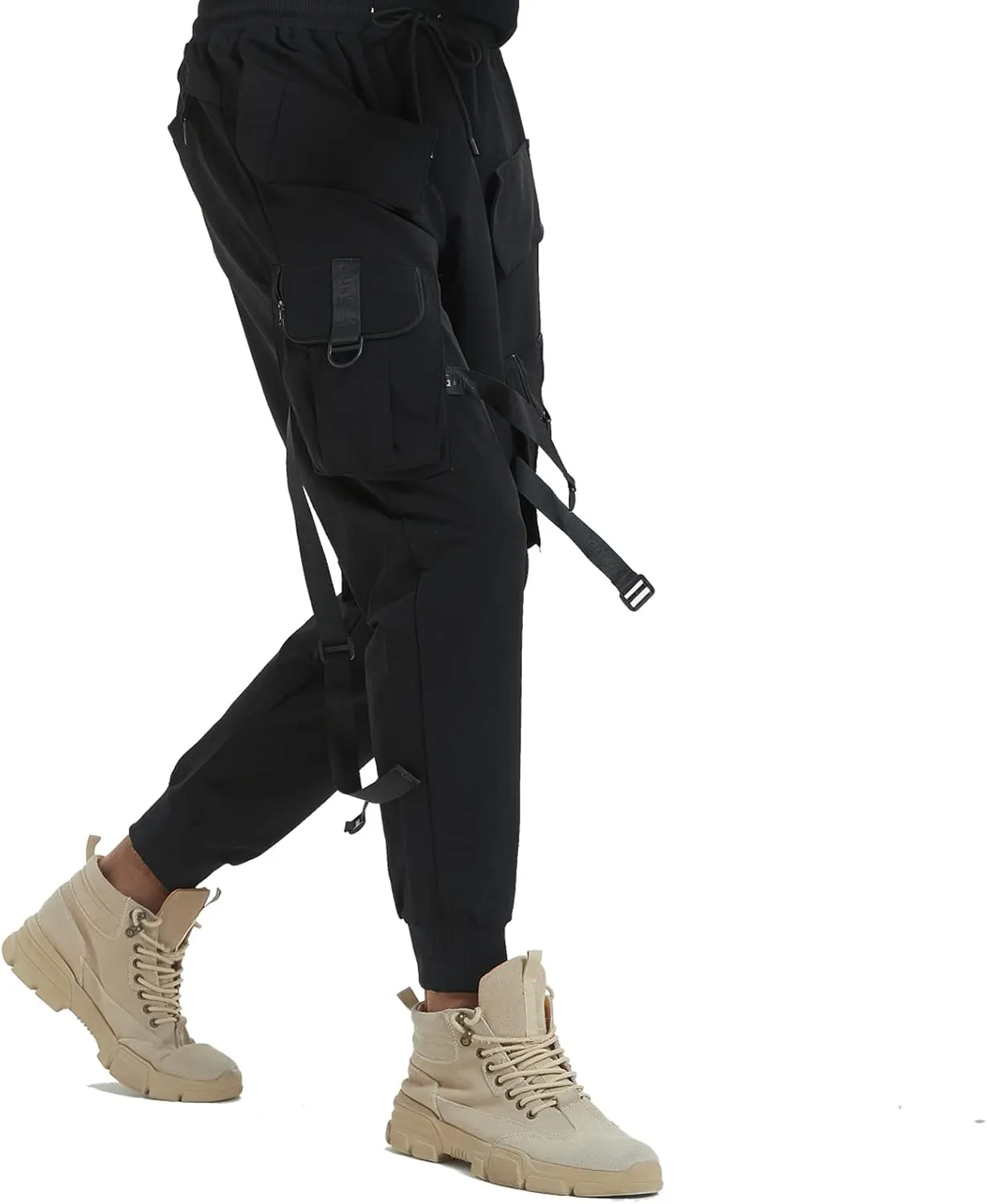 Hello MrLin Men's Jogger Pants Punk Cargo Baggy Techwear Hip Hop Harem Pants Streetwear Tactical Track Pant