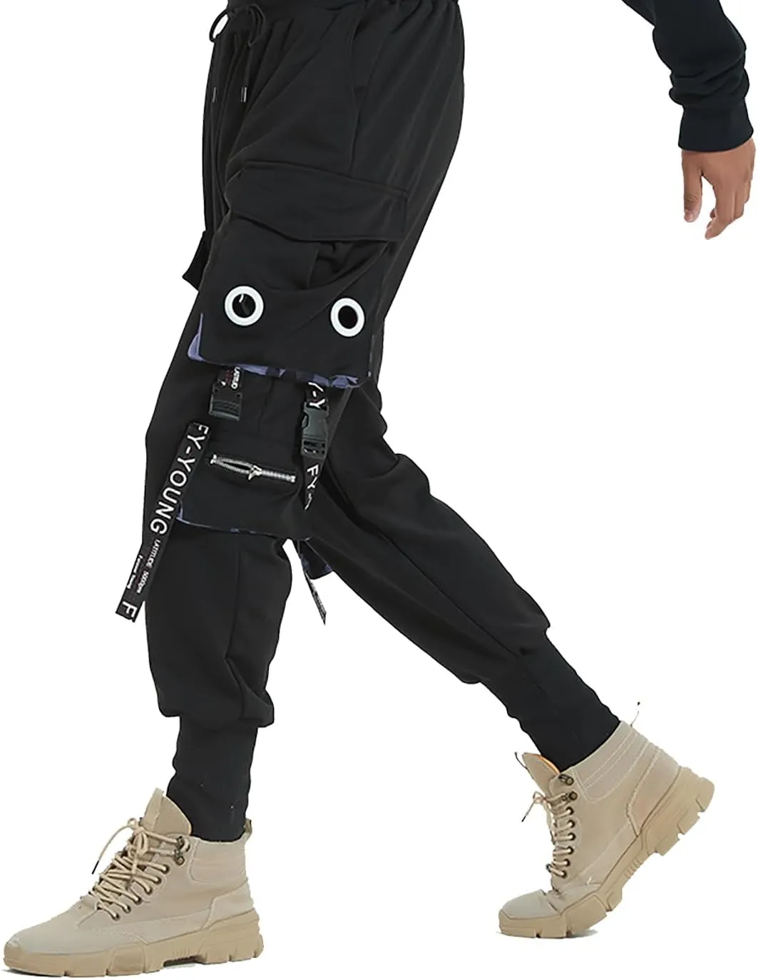Hello MrLin Men's Jogger Pants Punk Cargo Baggy Techwear Hip Hop Harem Pants Streetwear Tactical Track Pant