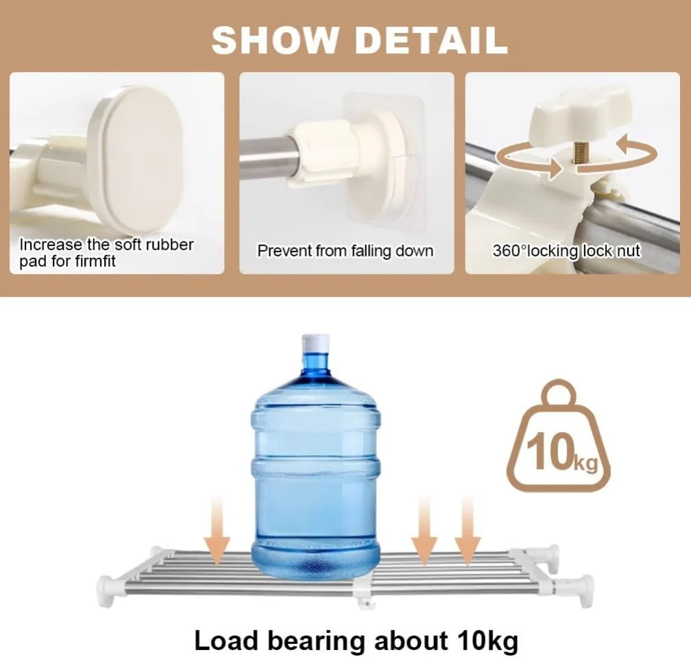 Hershii Tension Shelf Expandable Rod Closet System Heavy Duty Clothes Hanger Adjustable DIY Storage Organizer Shoe Rack