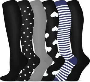 Hi Clasmix Graduated Compression Socks for Women&Men Wide Calf Comfort Best for Circulation,Pregnancy,Media,Nurse,Running,Travel