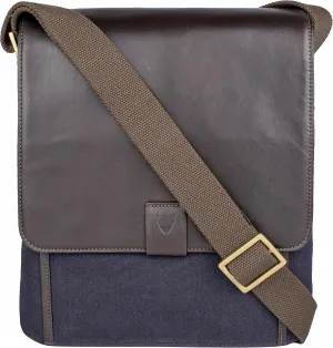 Hidesign Aiden Canvas and Leather Cross Body, Medium, Blue