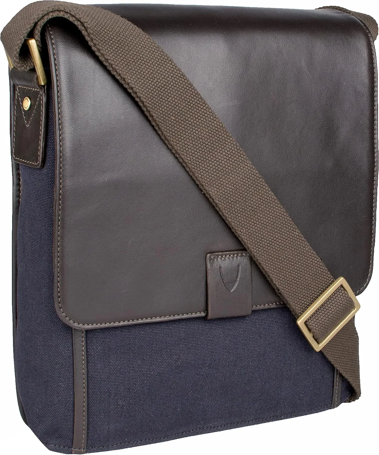 Hidesign Aiden Canvas and Leather Cross Body, Medium, Blue