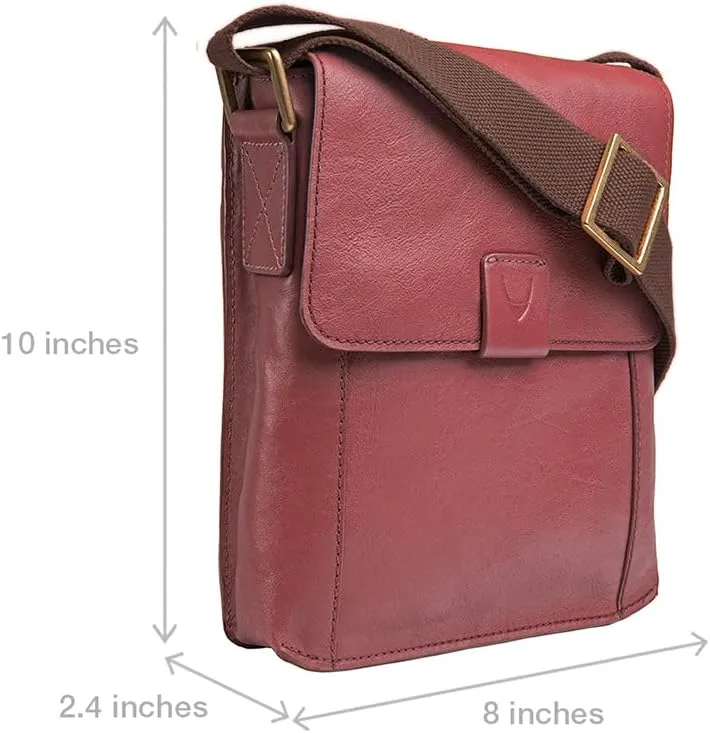Hidesign Aiden Genuine Leather and Canvas Mini Crossbody Men/Women Messenger Bag/Travel Bag / 10.5" iPad Bag (red)