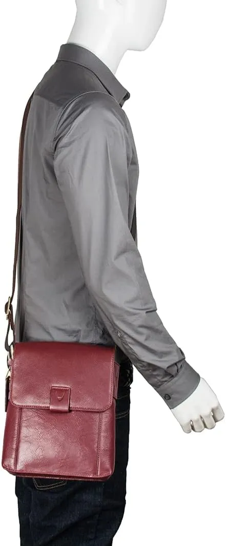 Hidesign Aiden Genuine Leather and Canvas Mini Crossbody Men/Women Messenger Bag/Travel Bag / 10.5" iPad Bag (red)