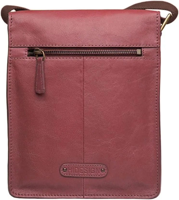 Hidesign Aiden Genuine Leather and Canvas Mini Crossbody Men/Women Messenger Bag/Travel Bag / 10.5" iPad Bag (red)