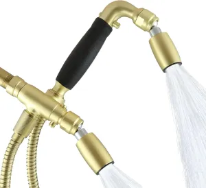 High Sierra® - Solid Metal 4-Way Combo CLASSIC™ Fixed and Hanheld Shower Heads with Slipped Free Rubber Grip. Run Separately or Both at Full Flow - 1.5 GPM per Shower Head - Brushed Gold Finish