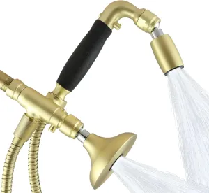 High Sierra® - Solid Metal 4-Way Combo HALF DOME® Fixed and Hanheld Shower Heads with Slipped Free Rubber Grip. Run Separately or Both at Full Flow - 1.25 GPM per Shower Head - Brushed Gold Finish