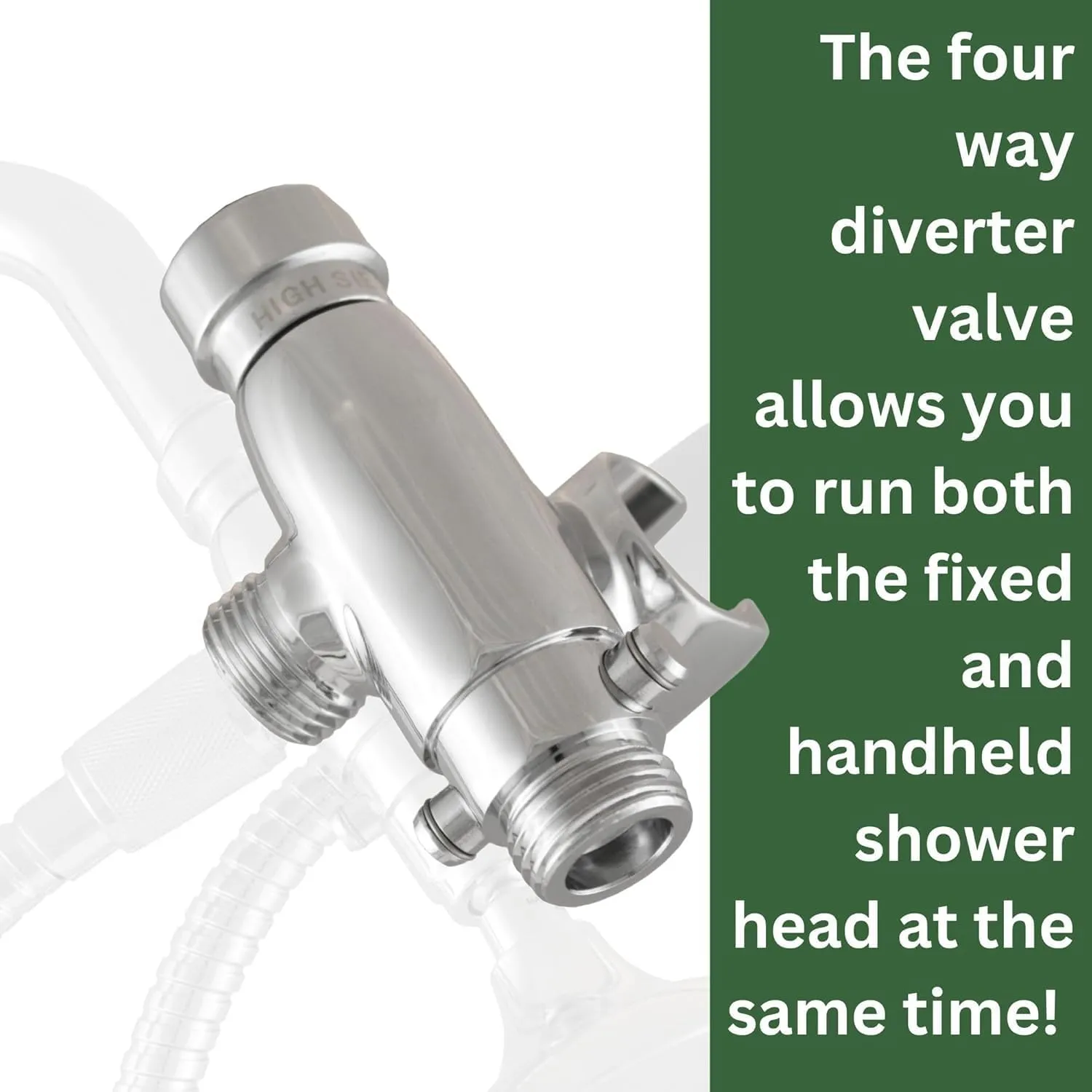 High Sierra® - Solid Metal 4-Way Combo HALF DOME® Fixed and Hanheld Shower Heads with Slipped Free Rubber Grip. Run Separately or Both at Full Flow - 1.25 GPM per Shower Head - Brushed Gold Finish