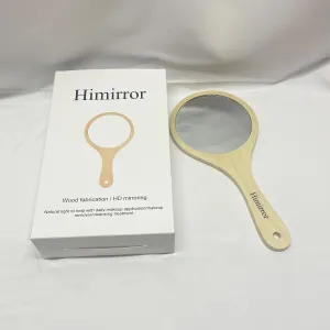 Himirror.-Hand Mirrors [A Part of A Dresser],Natural Wood Handheld Mirror, Single-Sided Portable Travel Vanity Mirror for Men & Women.