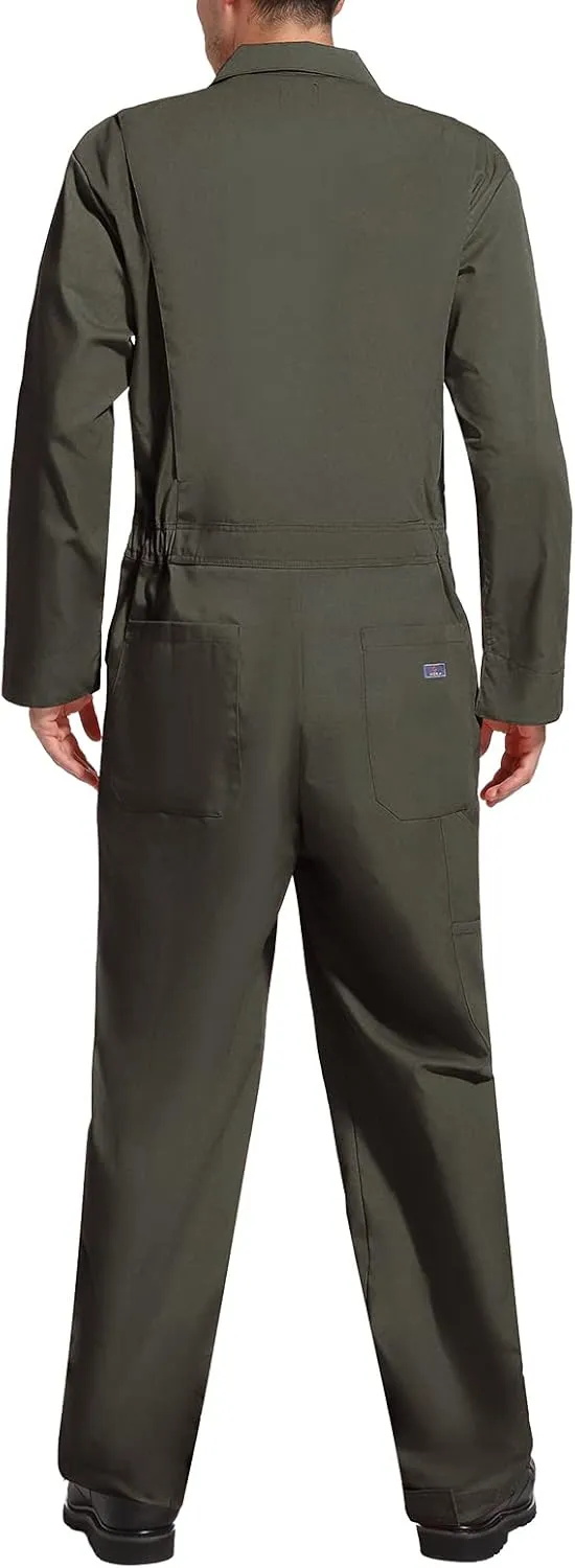 HISEA Men's Long Sleeve Coverall, Stain & Wrinkle Resistant Mens Work Coverall with Multi Pockets