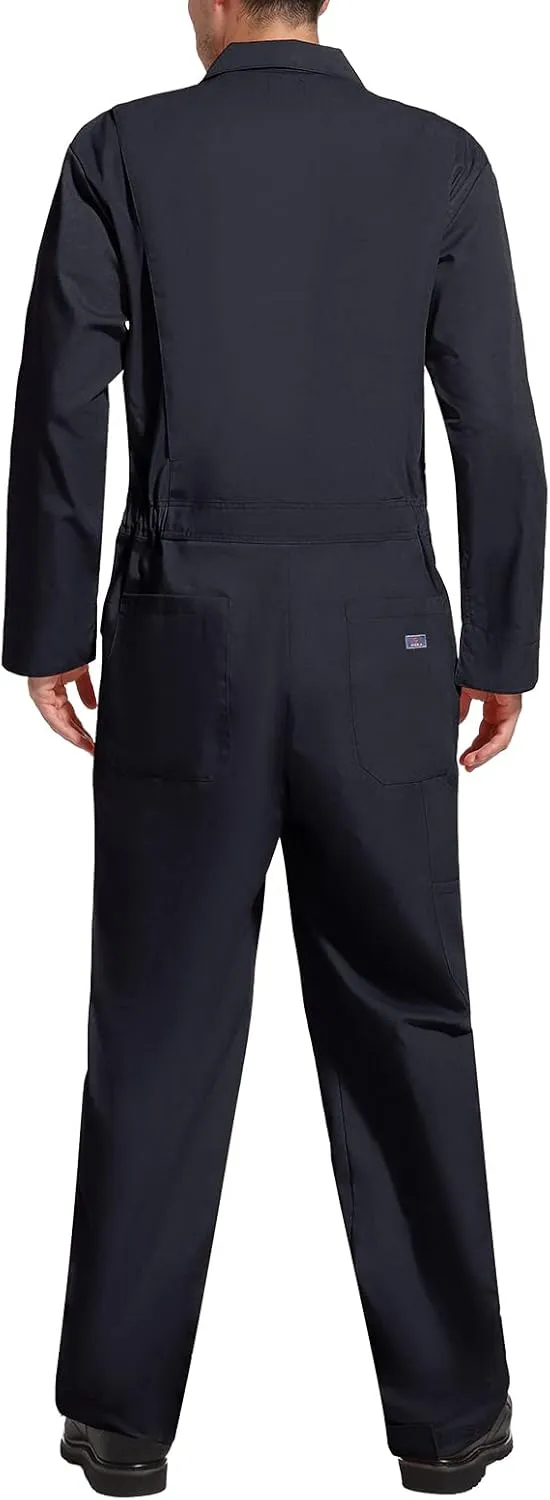 HISEA Men's Long Sleeve Coverall, Stain & Wrinkle Resistant Mens Work Coverall with Multi Pockets