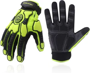 HLDD HANDLANDY Heavy Duty Work Gloves, SBR Padding, TPR Protector Impact Gloves, Anti Vibration Mechanic Gloves