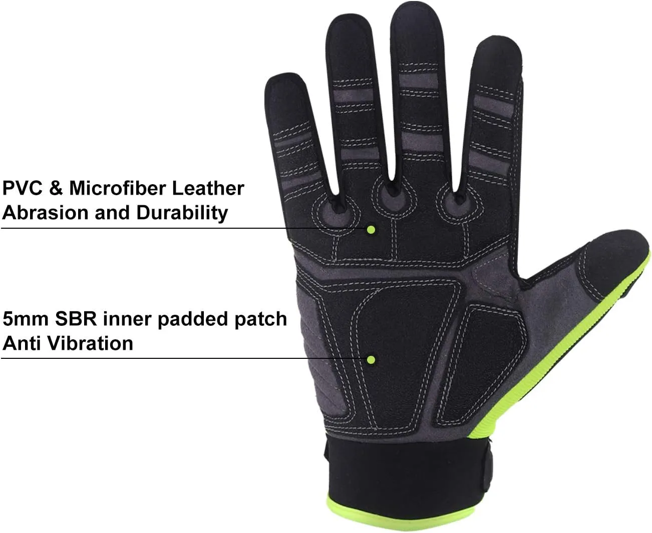 HLDD HANDLANDY Heavy Duty Work Gloves, SBR Padding, TPR Protector Impact Gloves, Anti Vibration Mechanic Gloves