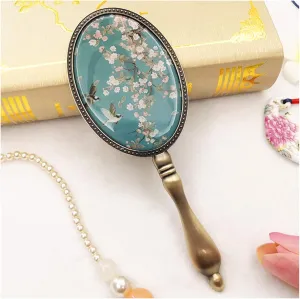 HMLTD Oval Makeup Handheld Mirrors, Ergonomic Handle, Retro Decorative Makeup Mirrors(6)