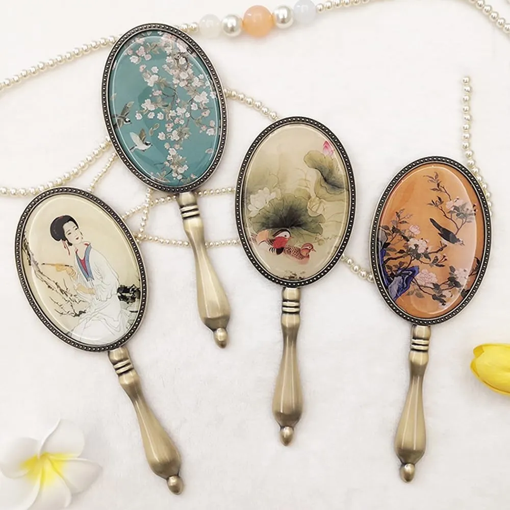 HMLTD Oval Makeup Handheld Mirrors, Ergonomic Handle, Retro Decorative Makeup Mirrors(6)