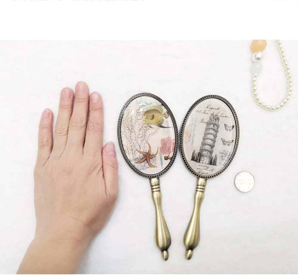 HMLTD Oval Makeup Handheld Mirrors, Ergonomic Handle, Retro Decorative Makeup Mirrors(6)