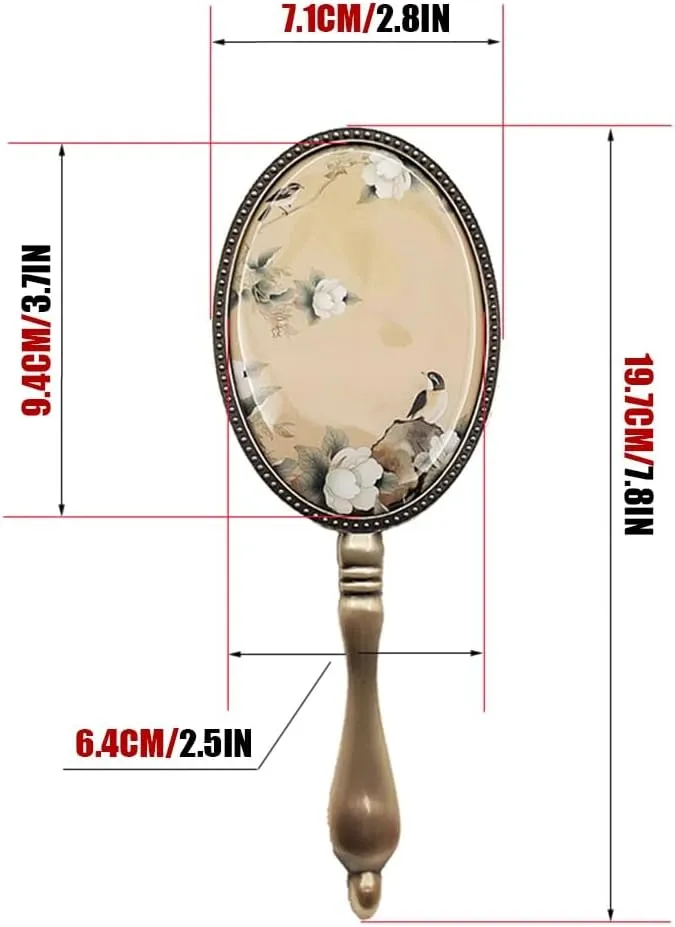 HMLTD Oval Makeup Handheld Mirrors, Ergonomic Handle, Retro Decorative Makeup Mirrors(6)